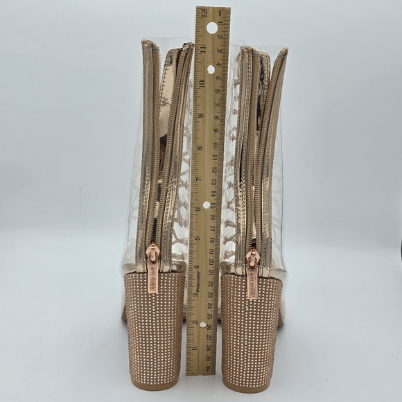 NWOT Cape Robbin Lookey Rose Gold Clear See-through Transparent Heeled Booties - Picture 6 of 16